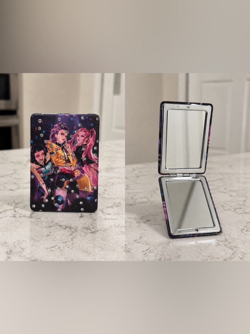 KPOP Demon Hunters Compact Mirror Rhinestone Case Anime Style | Brand New